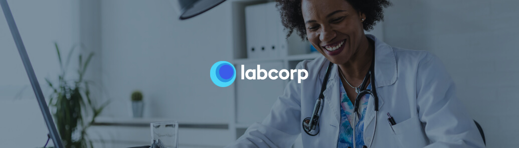 lapcorp logo on top of photo of physician.